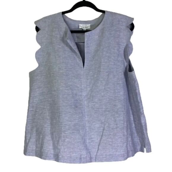 & Other Stories / Paris Atelier Linen Scalloped Blouse, Size 12 - Picture 6 of 15